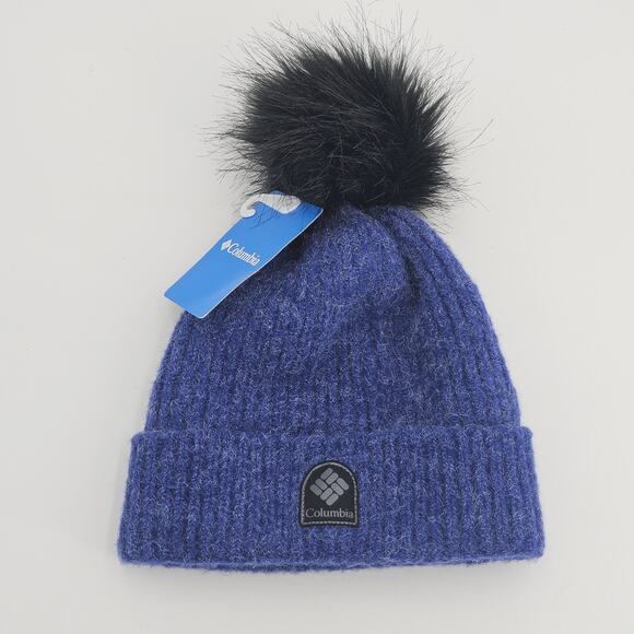 Columbia Winter Blur Pom Pom Beanie Unisex One Size NWT Warm Knit Hat New Blue - Picture 2 of 10